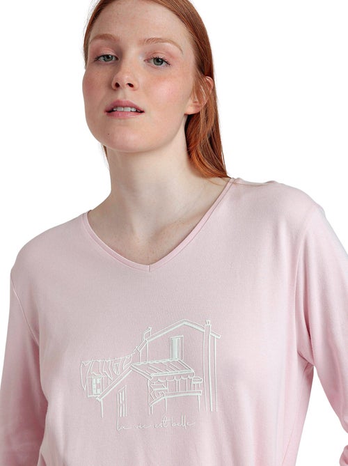 Pyjama pantalon top manches longues La Vie Est Belle - Kiabi