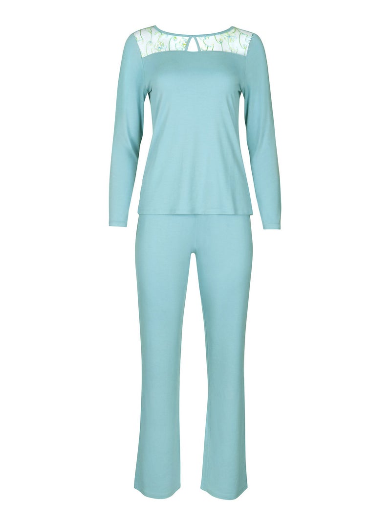 Pyjama pantalon top manches longues Liv Bleu ciel - Kiabi