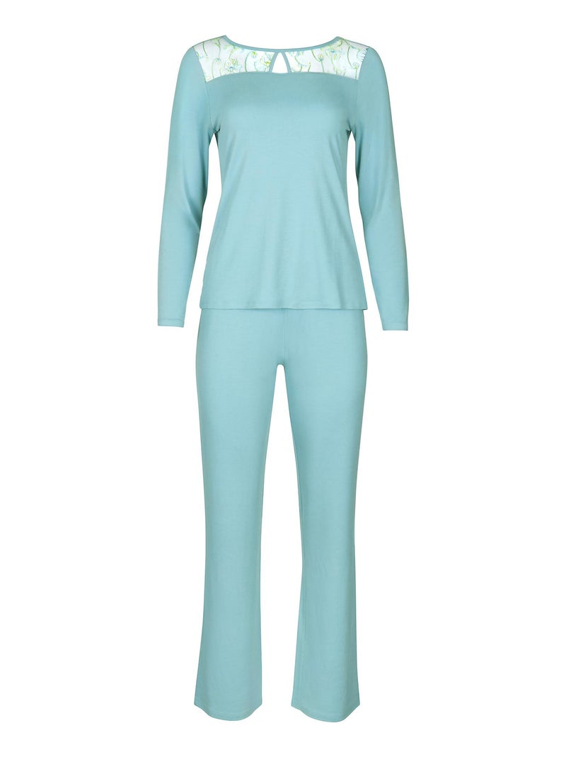 Pyjama pantalon top manches longues Liv Bleu ciel - Kiabi