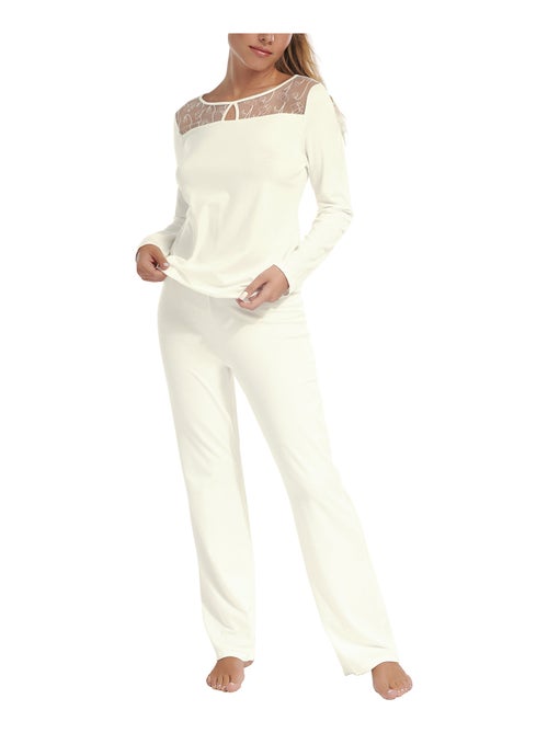 Pyjama pantalon top manches longues Liv Mariage - Kiabi