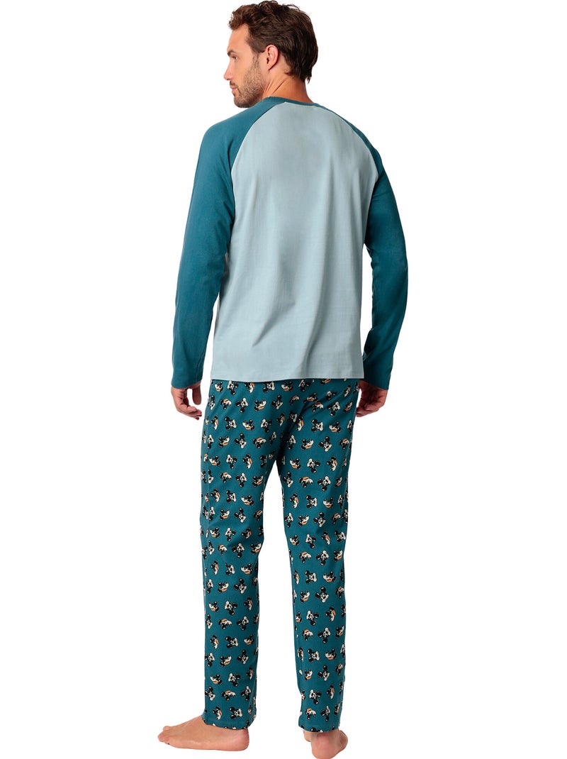 Pyjama pantalon top manches longues Lost Mickey Disney Bleu - Kiabi