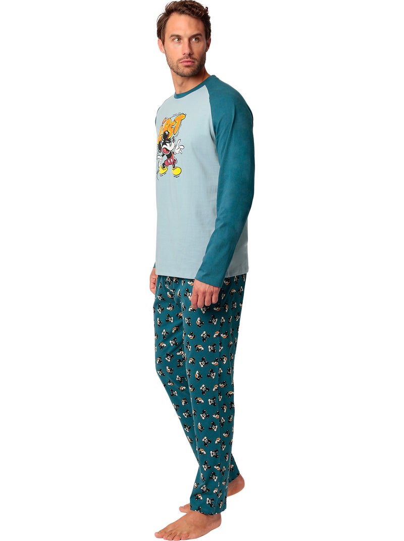 Pyjama pantalon top manches longues Lost Mickey Disney Bleu - Kiabi