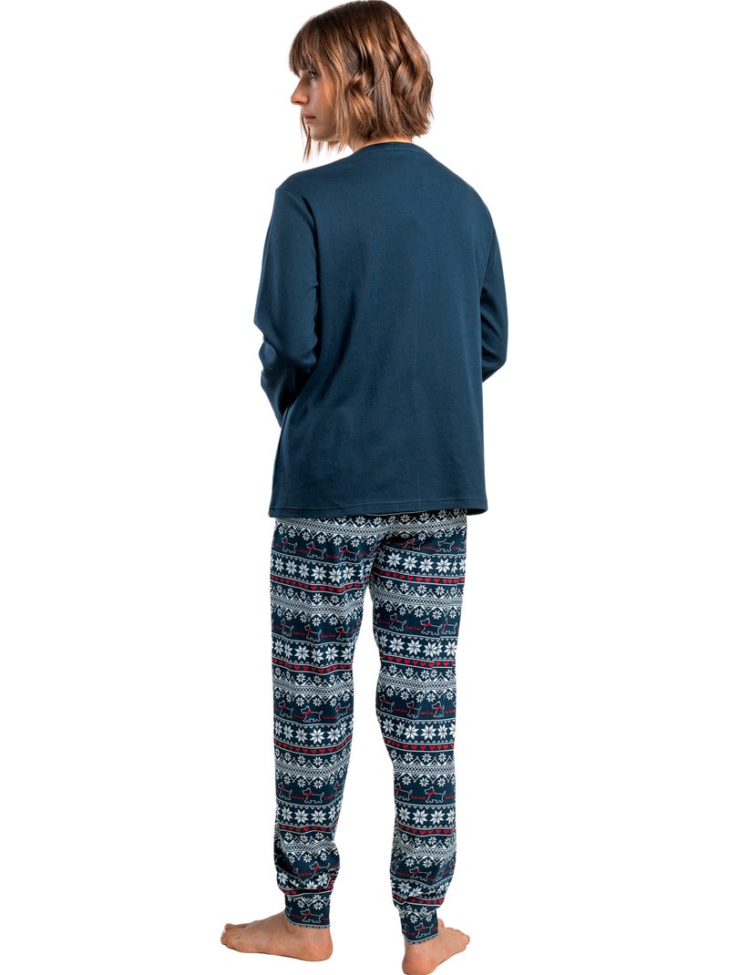 Pyjama pantalon top manches longues loulou cold Bleu marine - Kiabi