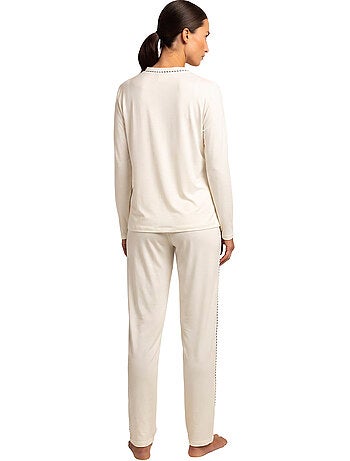 Pyjama pantalon top manches longues luxury pearl