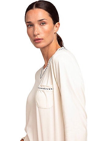 Pyjama pantalon top manches longues luxury pearl