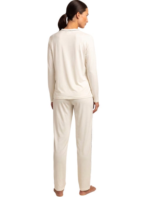Pyjama pantalon top manches longues luxury pearl - Kiabi