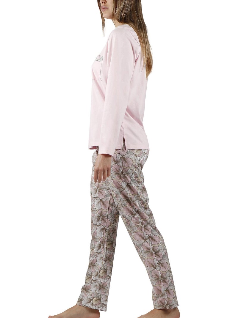 Pyjama pantalon top manches longues Made With Love Rose - Kiabi