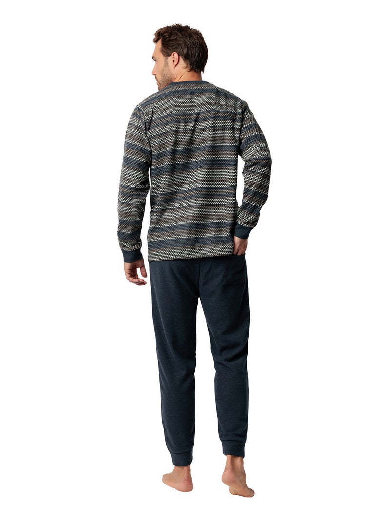 Pyjama pantalon top manches longues Magno Bleu marine - Kiabi