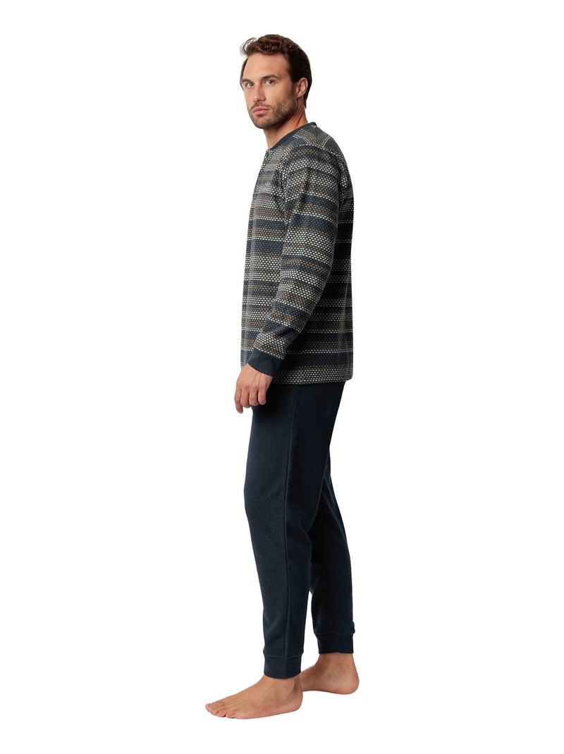 Pyjama pantalon top manches longues Magno Bleu marine - Kiabi