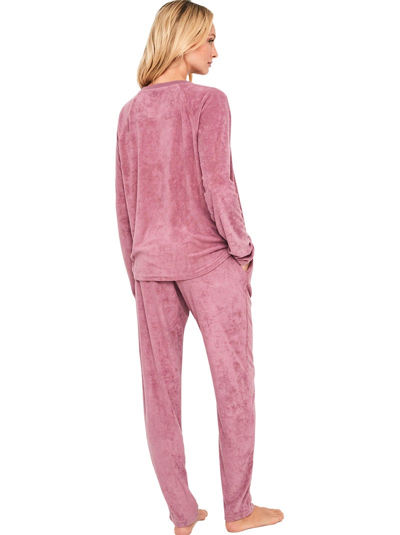 Pyjama pantalon top manches longues mellow Violet - Kiabi