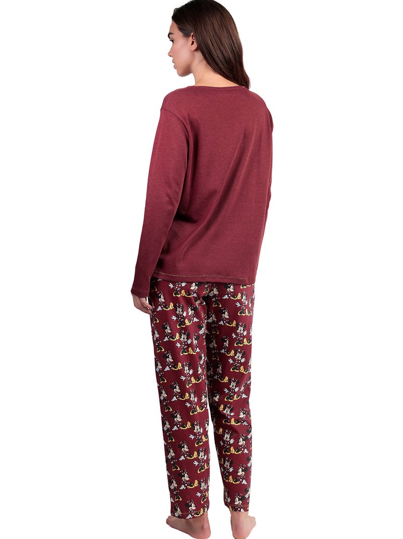 Pyjama pantalon top manches longues Minnie Mouse Disney Bordeaux - Kiabi