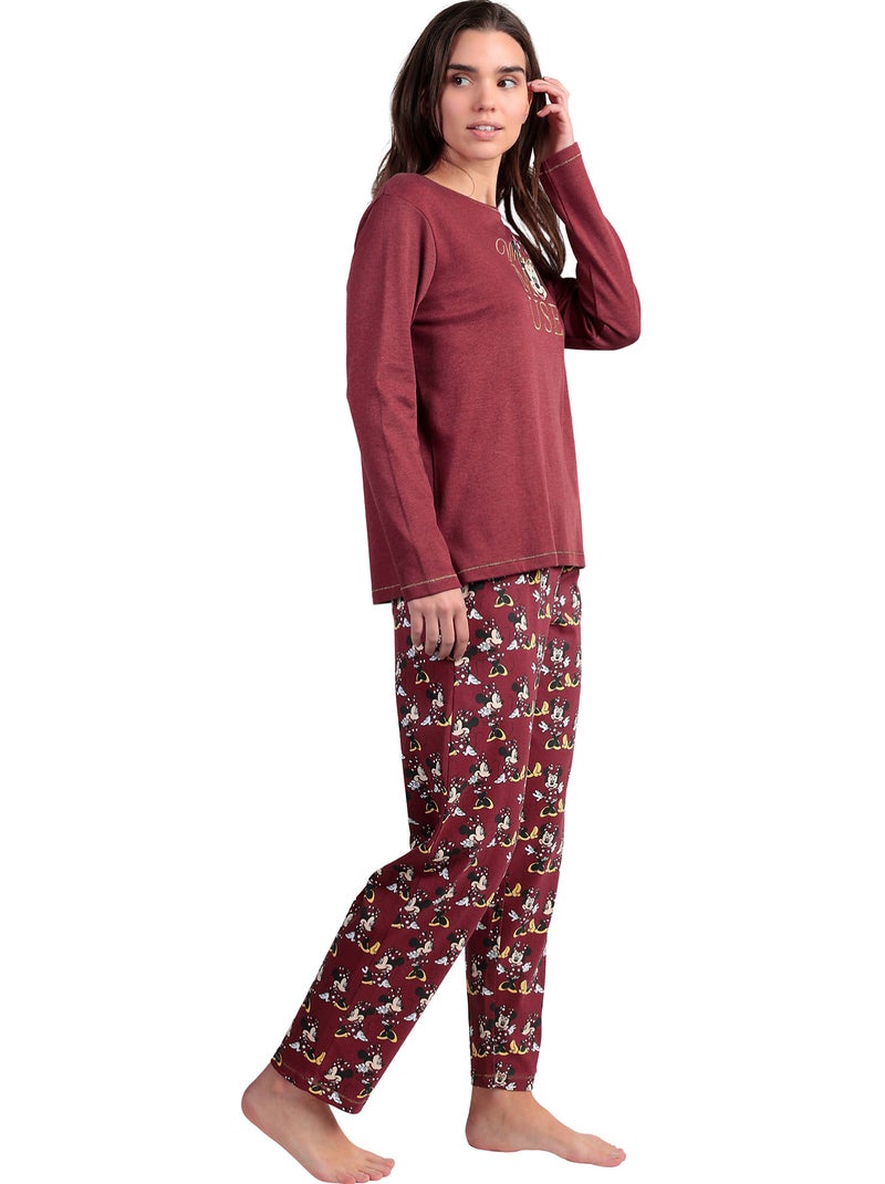 Pyjama pantalon top manches longues Minnie Mouse Disney Bordeaux - Kiabi