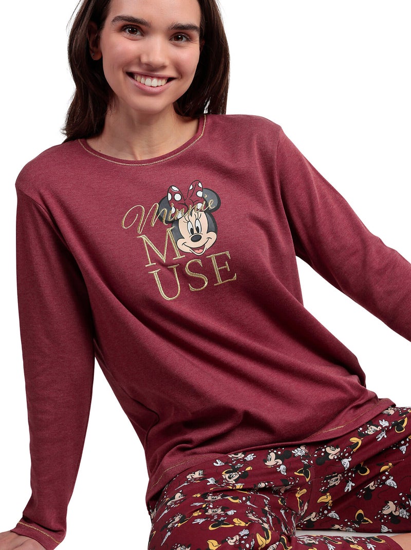 Pyjama pantalon top manches longues Minnie Mouse Disney Bordeaux - Kiabi