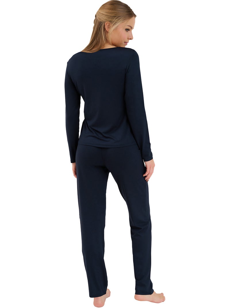 Pyjama pantalon top manches longues Mirabelle Bleu - Kiabi