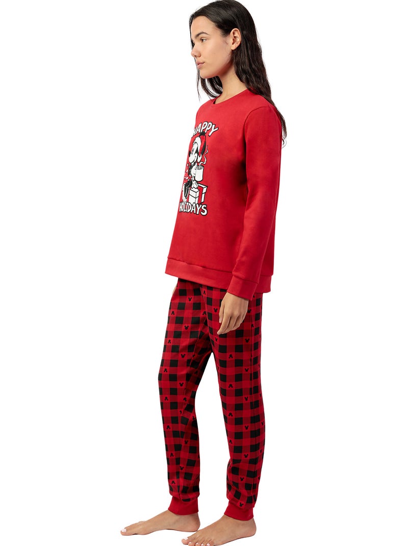 Pyjama pantalon top manches longues Mouse Holidays Disney Rouge - Kiabi