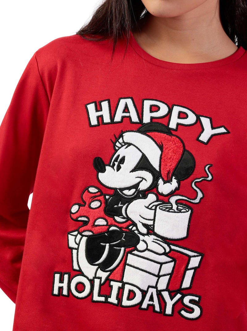 Pyjama pantalon top manches longues Mouse Holidays Disney Rouge - Kiabi