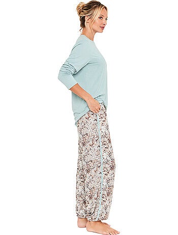 Pyjama pantalon top manches longues natural paisley