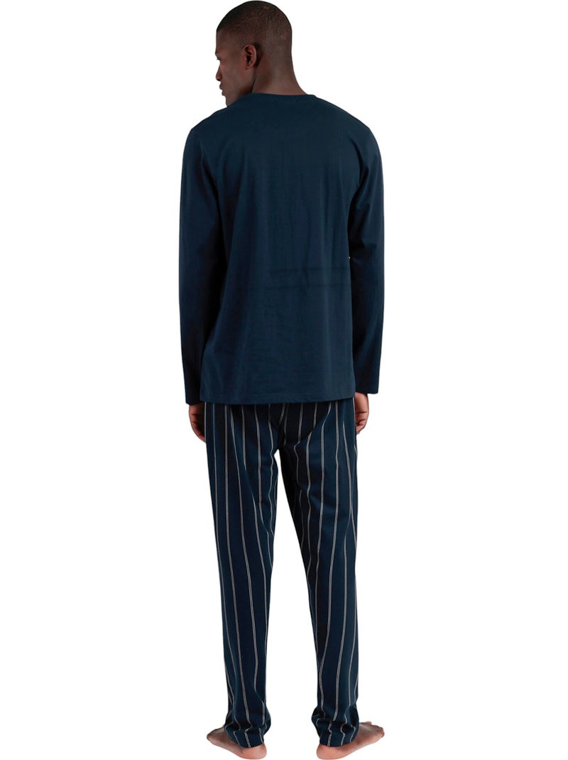 Pyjama pantalon top manches longues Navy Collection Bleu - Kiabi