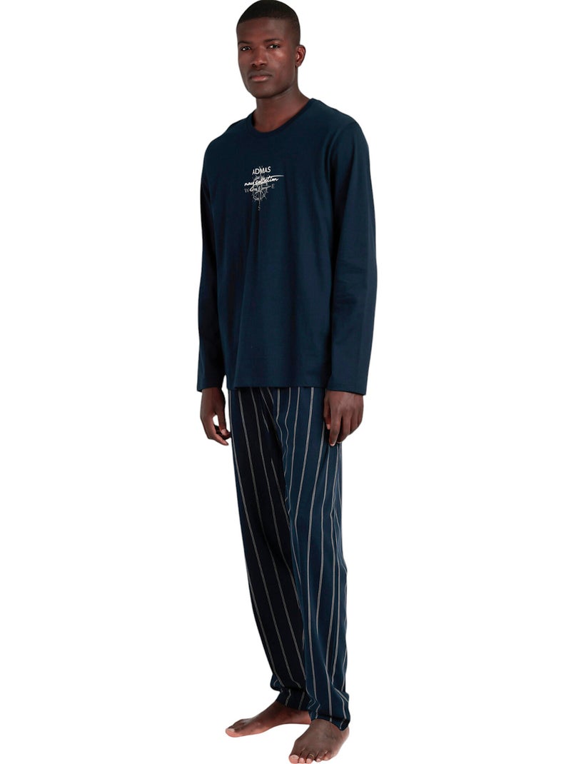 Pyjama pantalon top manches longues Navy Collection Bleu - Kiabi