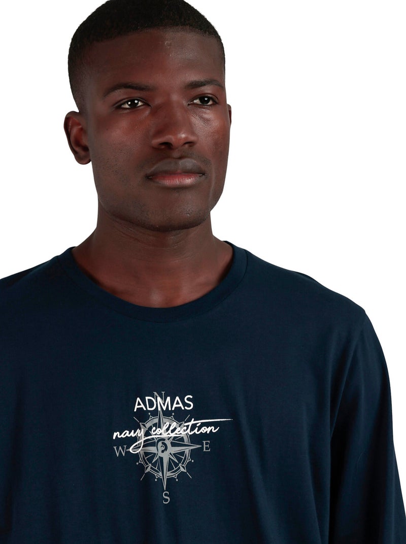 Pyjama pantalon top manches longues Navy Collection Bleu - Kiabi