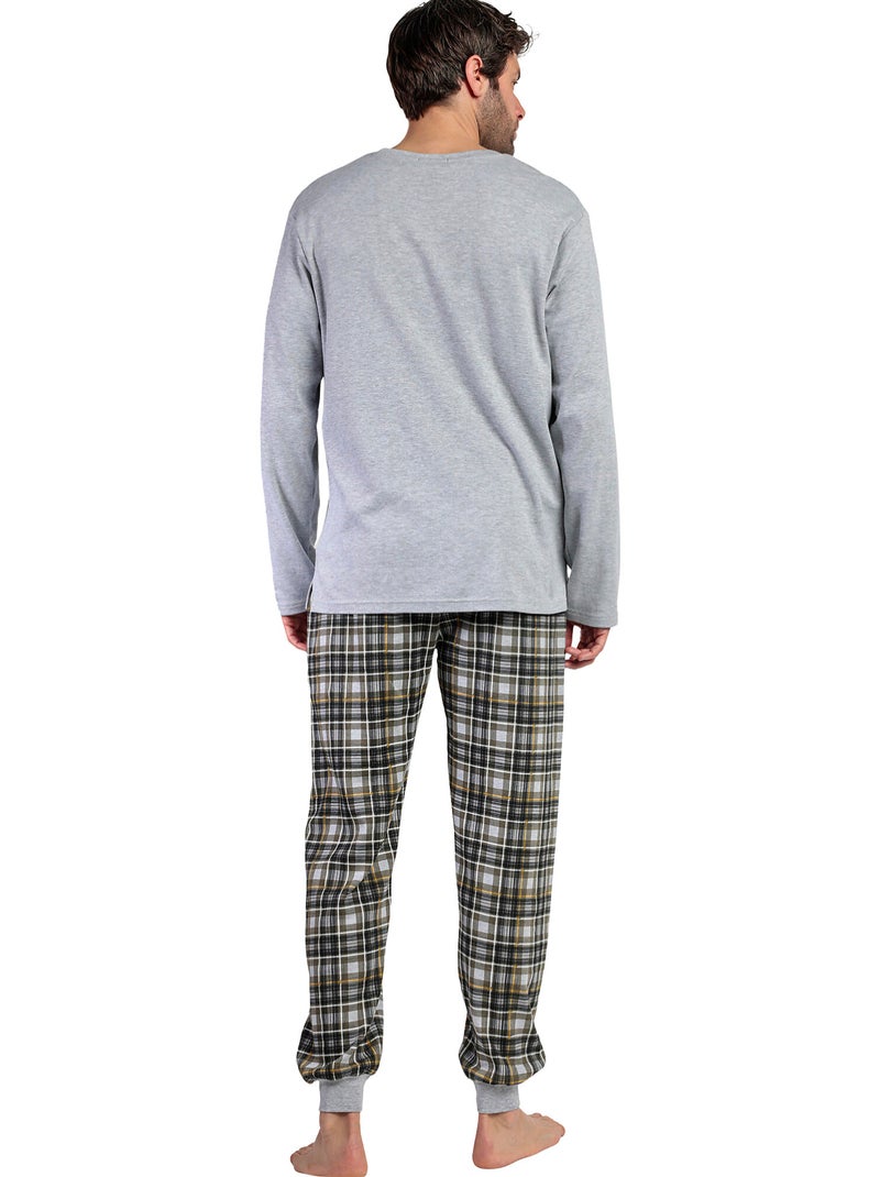 Pyjama pantalon top manches longues Never Give Up Gris - Kiabi