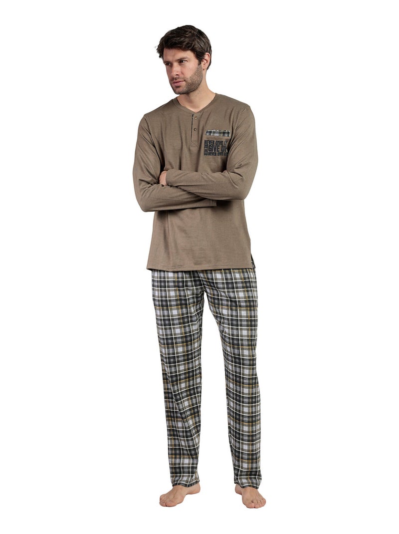 Pyjama pantalon top manches longues Never Give You Up Vert - Kiabi