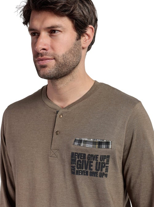 Pyjama pantalon top manches longues Never Give You Up - Kiabi