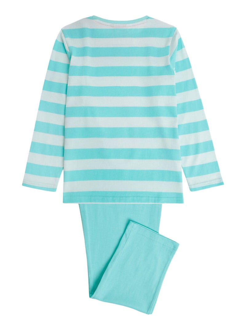 Pyjama pantalon top manches longues New Day Plan Bleu turquoise - Kiabi