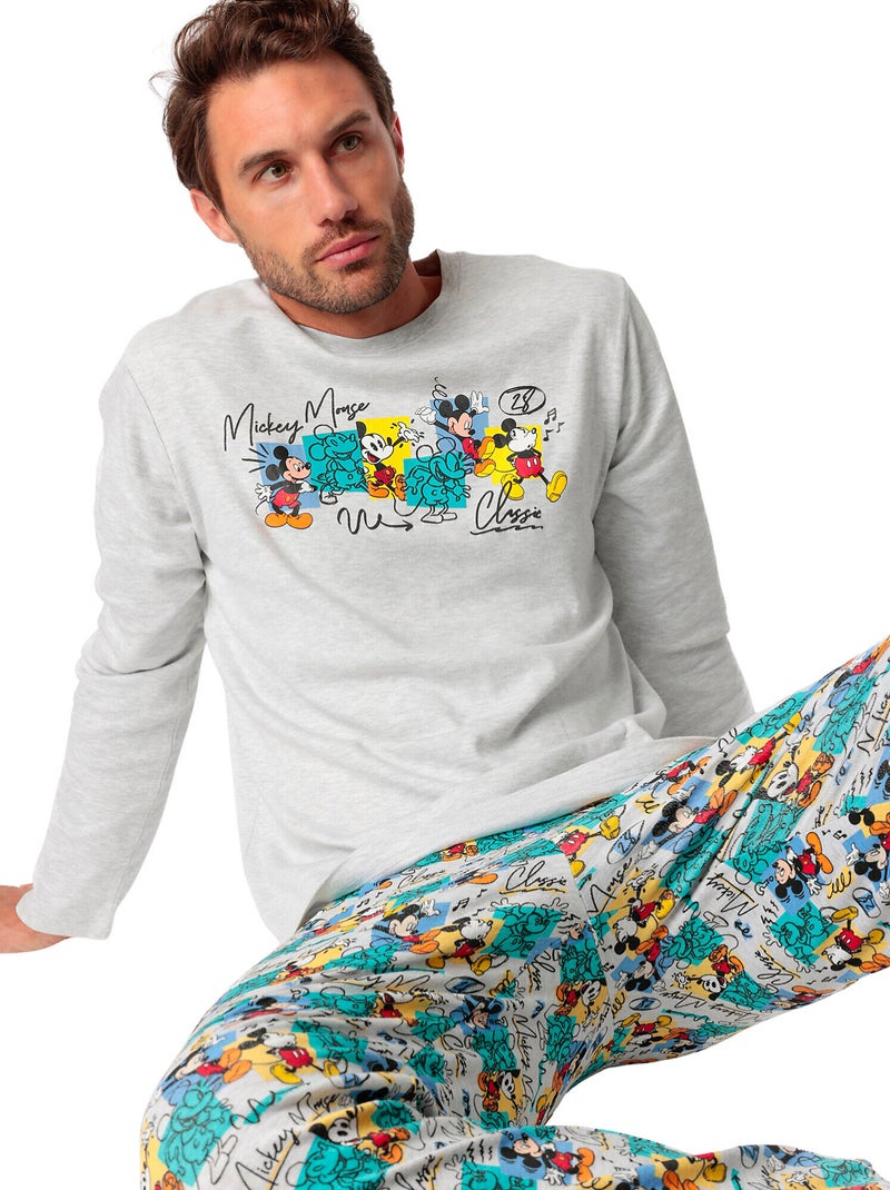 Pyjama pantalon top manches longues Original Mickey Disney Gris - Kiabi