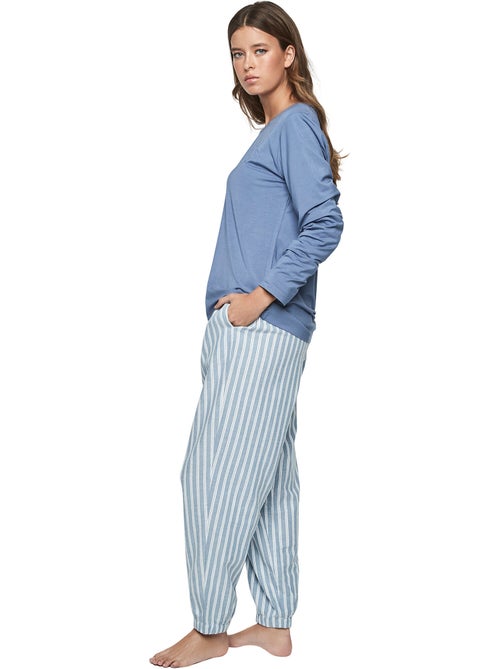 Pyjama pantalon top manches longues P105 OXFORD - Kiabi