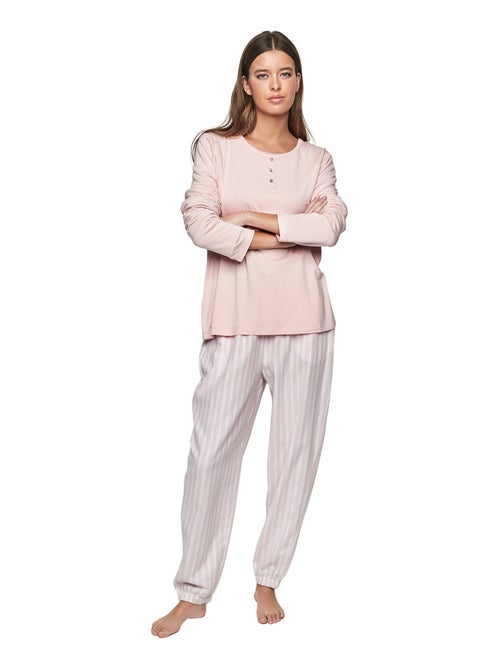 Pyjama pantalon top manches longues P105 OXFORD - Kiabi
