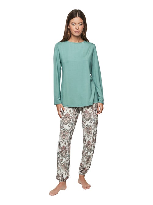 Pyjama pantalon top manches longues P109 CACHEMIRE BAMBOO - Kiabi