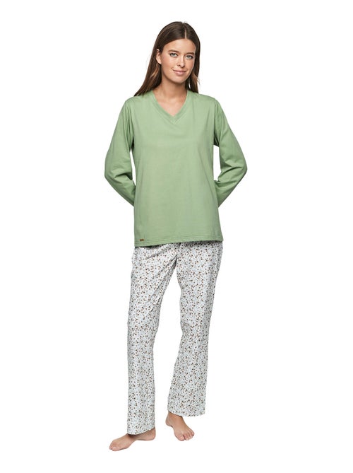 Pyjama pantalon top manches longues P111 PREPPY FLOWERS - Kiabi