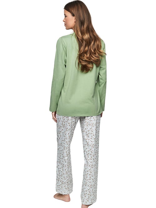 Pyjama pantalon top manches longues P111 PREPPY FLOWERS - Kiabi
