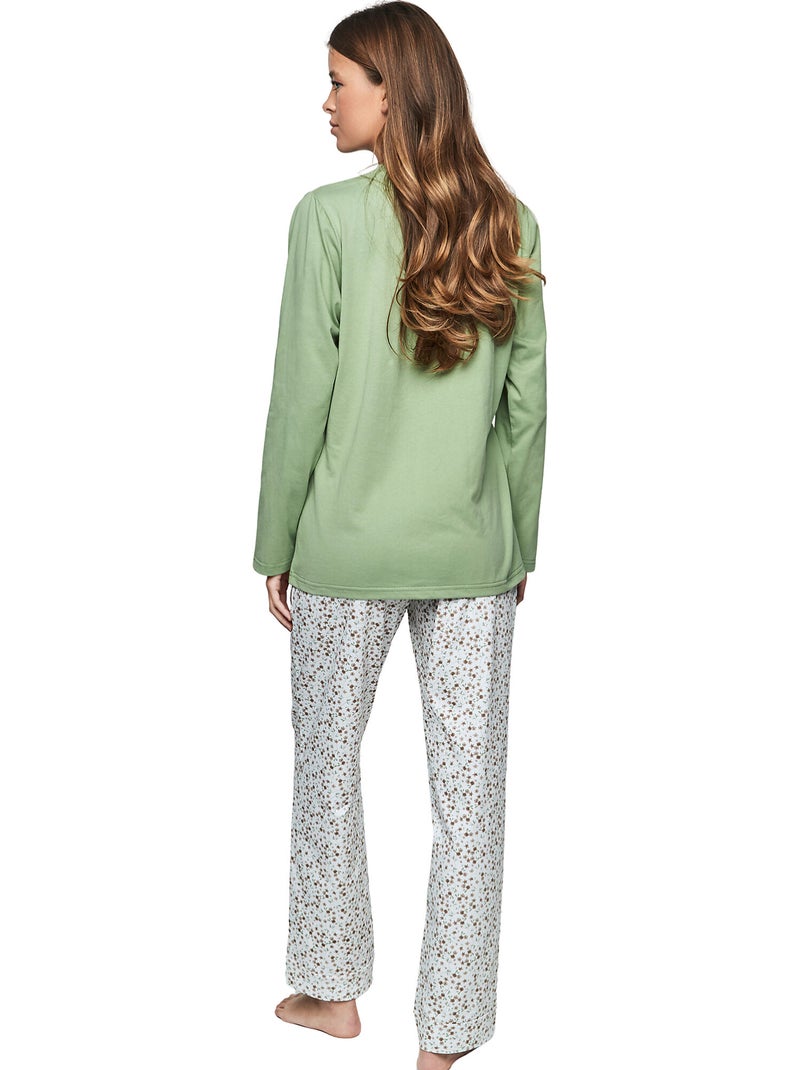 Pyjama pantalon top manches longues P111 PREPPY FLOWERS Beige - Kiabi