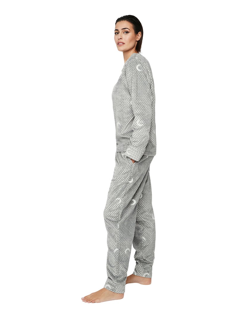 Pyjama pantalon top manches longues P112 ETOILE DE SOIR Gris - Kiabi