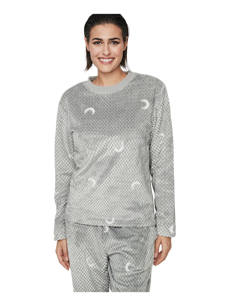 Pyjama pantalon top manches longues P112 ETOILE DE SOIR Gris - Kiabi