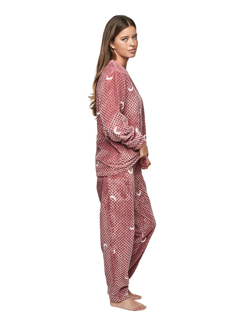 Pyjama pantalon top manches longues P112 ETOILE DE SOIR Rose - Kiabi