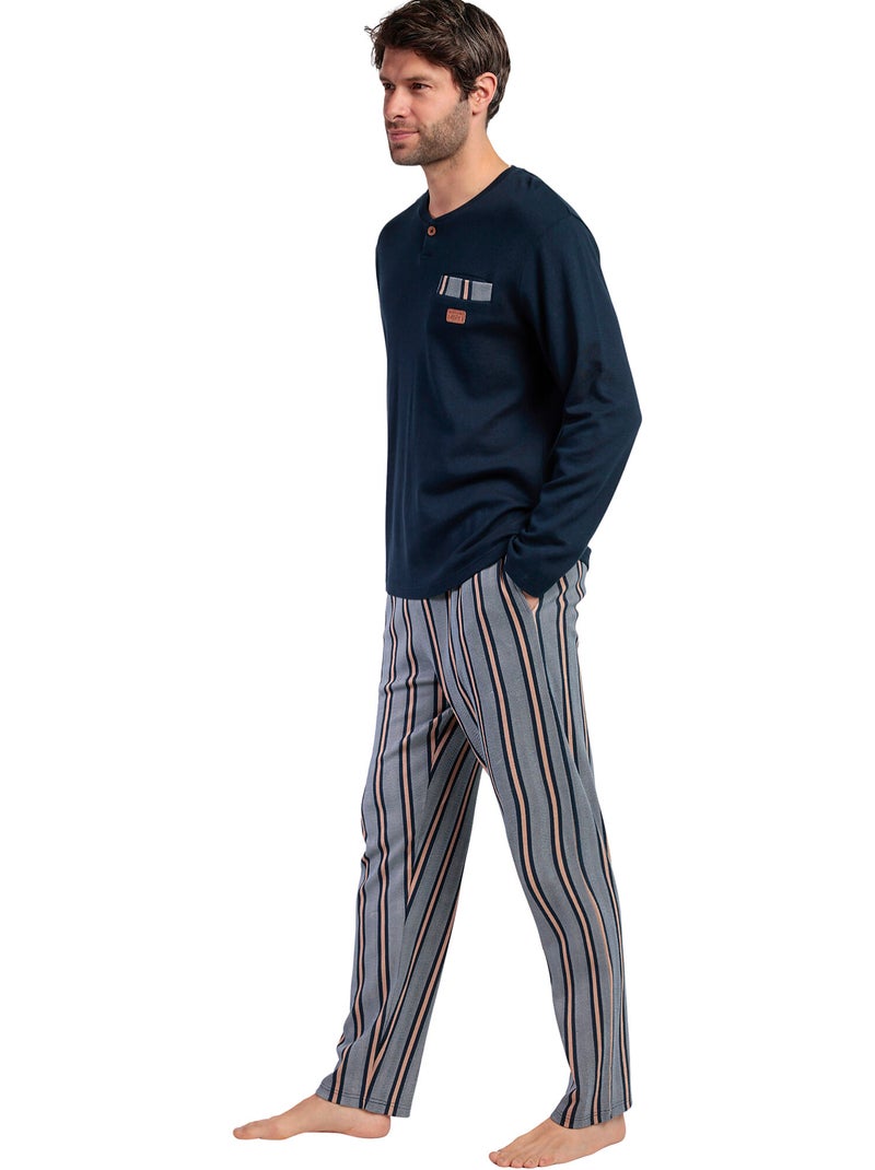 Pyjama pantalon top manches longues Pointe Antonio Miro Bleu marine - Kiabi