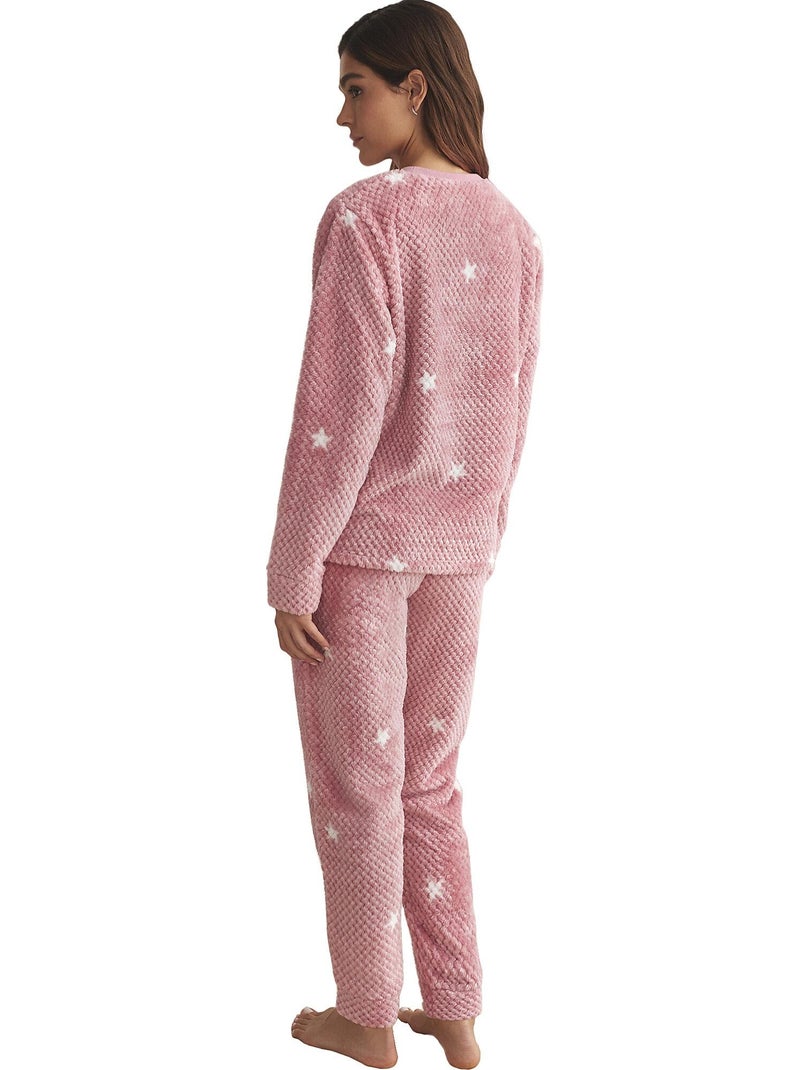 Pyjama pantalon top manches longues POLAR Rose - Kiabi