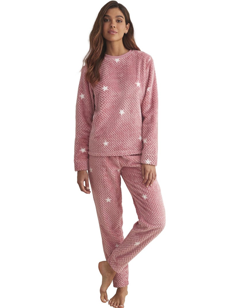Pyjama pantalon top manches longues POLAR Rose - Kiabi