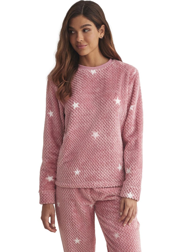 Pyjama pantalon top manches longues POLAR Rose - Kiabi