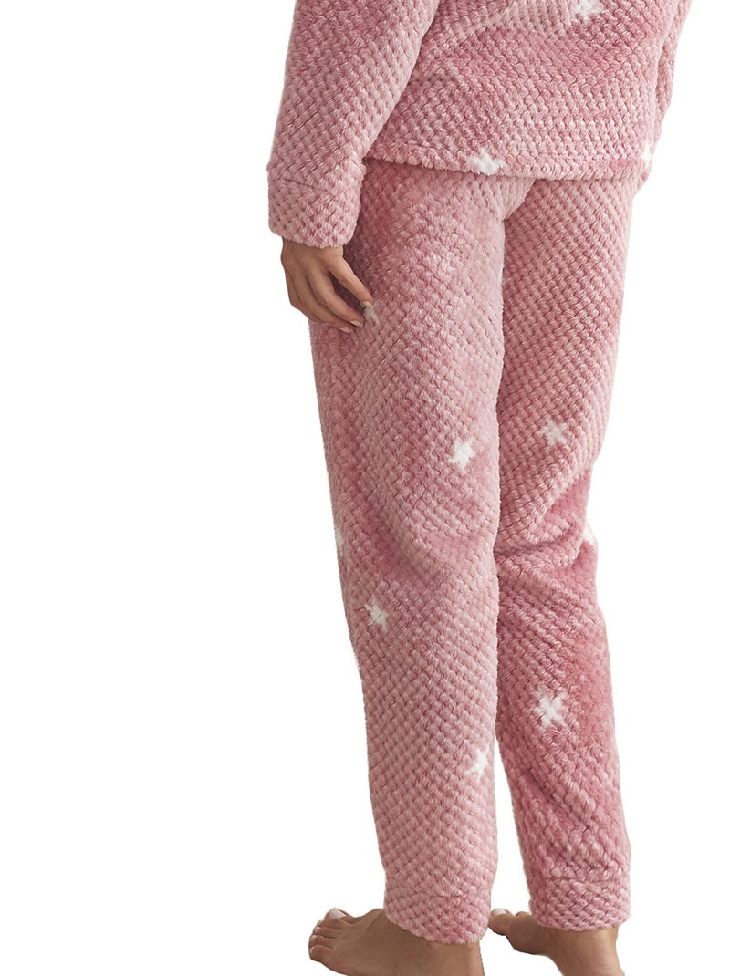 Pyjama pantalon top manches longues POLAR Rose - Kiabi