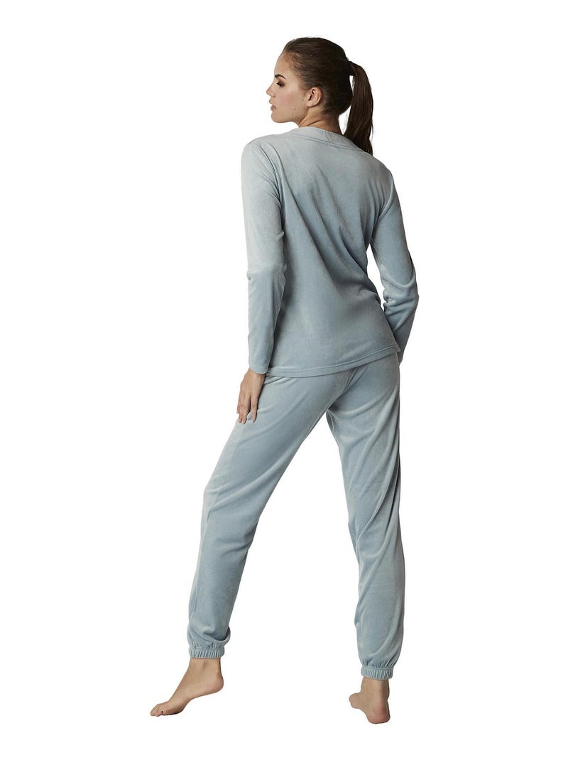 Pyjama pantalon top manches longues POLARSOFT Bleu - Kiabi