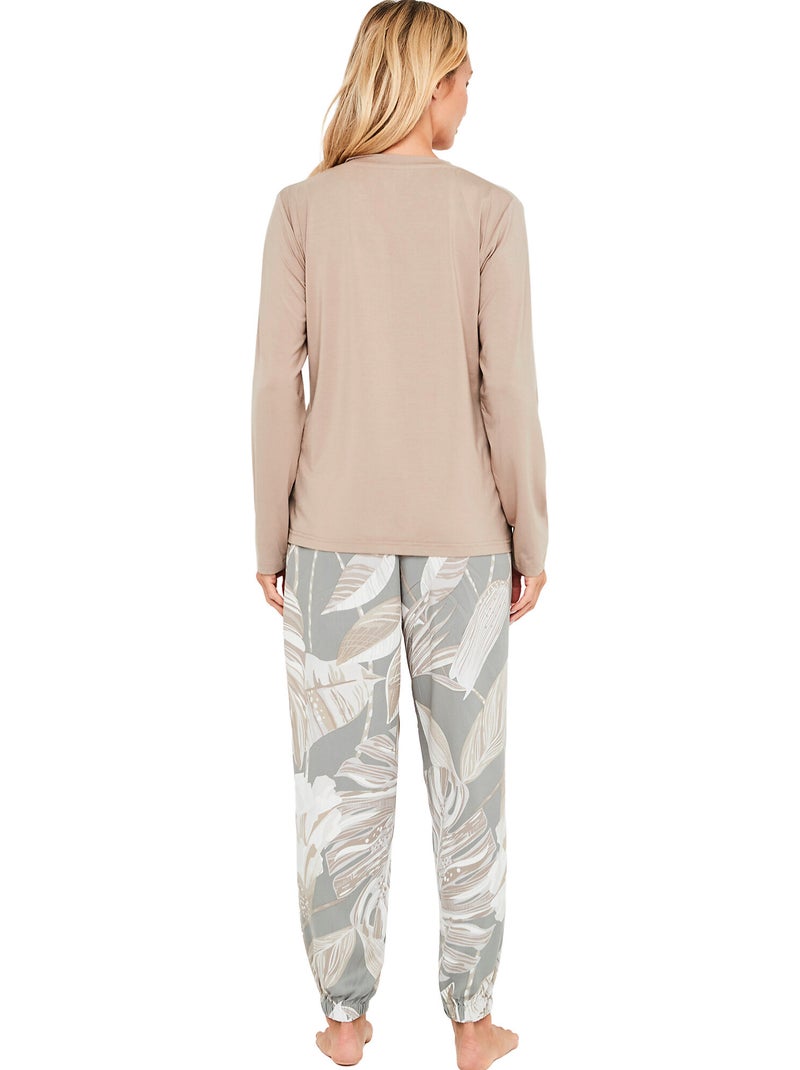 Pyjama pantalon top manches longues premium drape Gris - Kiabi