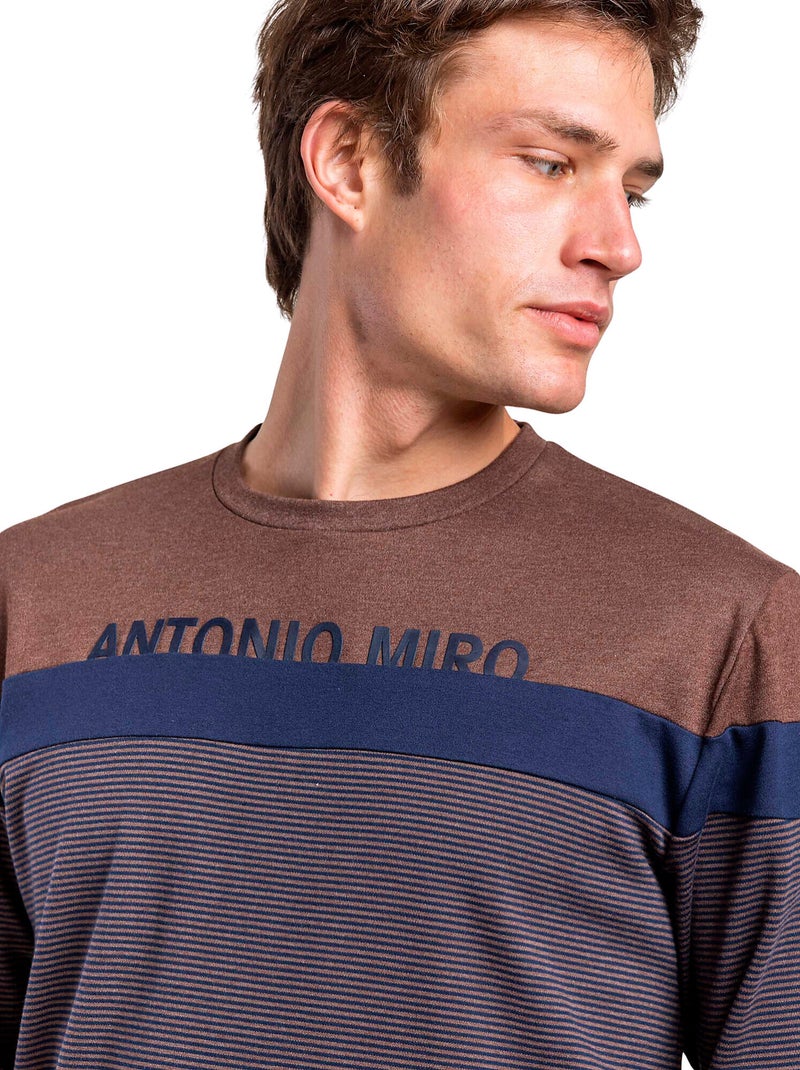 Pyjama pantalon top manches longues rayas dapper antonio miro Marron - Kiabi