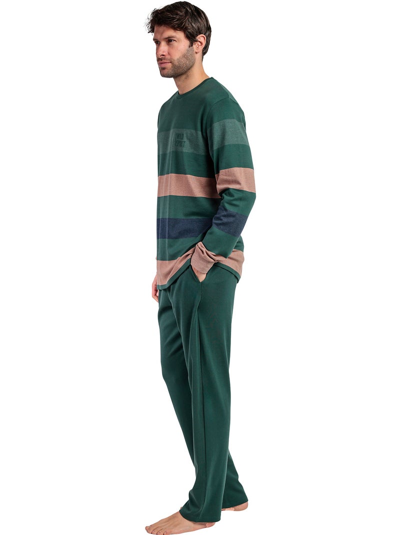 Pyjama pantalon top manches longues Rayas Wild Spirit Vert - Kiabi