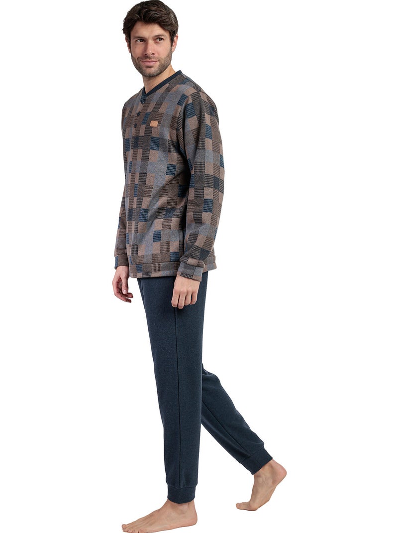 Pyjama pantalon top manches longues Rectangles Antonio Miro Marron - Kiabi