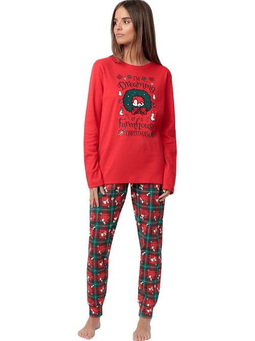 Pyjama pantalon top manches longues Reindeer Crossing Peanuts - Kiabi