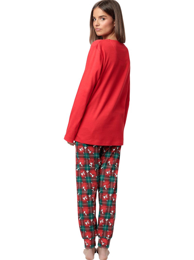 Pyjama pantalon top manches longues Reindeer Crossing Peanuts Rouge - Kiabi